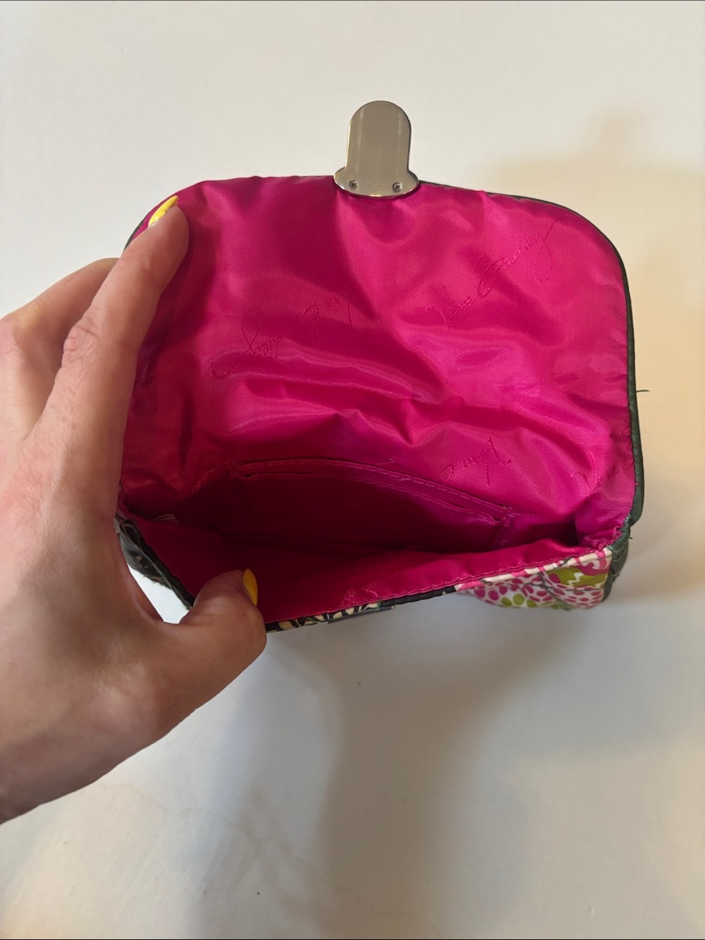 Vera Bradley Olivia Pink Puffy Wristlet - Pink, Green, Black - Picture 3 of 5